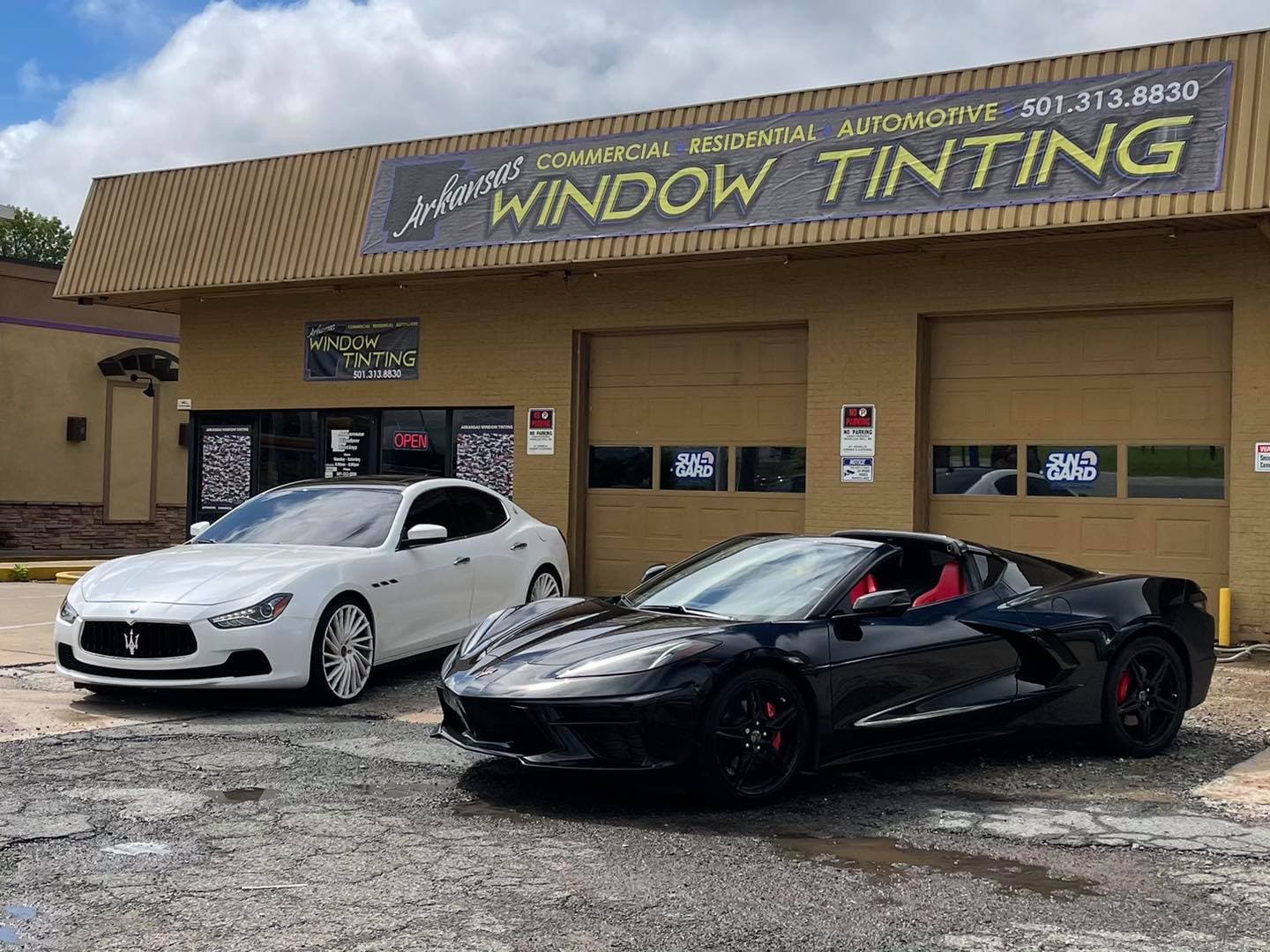 Cars at storefront